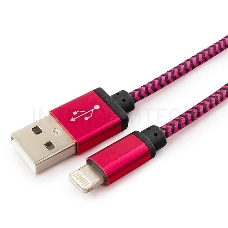 Кабель Gembird  USB 2.0 Cablexpert CC-ApUSB2pe1m, AM/Lightning 8P, 1м, нейлоновая оплетка, алюминиевые разъемы, фиолетовый, пакет