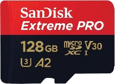 Карта памяти SanDisk Extreme Pro с адаптером microSD UHS I Card 128GB for 4K Video on Smartphones, Action Cams & Drones 200MB/s Read, 90MB/s Write, Lifetime Warranty