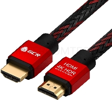 Кабель 1.5m GCR HDMI 2.0, BICOLOR нейлон, AL корпус красный, HDR 4:2:2, Ultra HD, 4K 60 fps 60Hz/5K*30Hz, 3D, AUDIO, 18.0 Гбит/с, 28AWG. GCR-52162