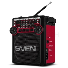 Радиоприемник АС SVEN SRP-355, красный (3 Вт, FM/AM/SW, USB, SD/microSD, фонарь, встроенный аккумулятор) АС SVEN SRP-355, красный (3 Вт, FM/AM/SW, USB, SD/microSD, фонарь, встроенный аккумулятор)