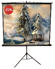 Экран Sakura 200x200см TriScreen 1:1 напольный рулонный белый  111' Matt White (MW), черный корпус