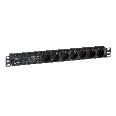 Блок розеток горизонтальный ExeGate ServerPro PDU-19H701 Al-7S-C14-SPD3, 19, 1U, Алюминий, 7 Schuko, С14, SPD3, черный