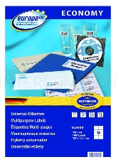Этикетки Europe100 ELA038-100 ELA038 A4 105x42.3мм 14шт на листе/70г/м2/100л./белый матовое самоклей. универсальная