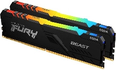 Оперативная память Kingston DRAM 32GB 3200MHz DDR4 CL16 DIMM (Kit of 2) FURY Beast RGB EAN: 740617319149