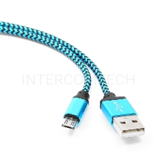 Кабель Gembird USB 2.0 Cablexpert CC-mUSB2bl1m, AM/microBM 5P, 1м, нейлоновая оплетка, алюминиевые разъемы, синий, пакет