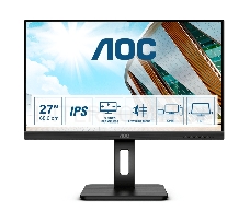 МОНИТОР 27 AOC 27P2C Black с поворотом экрана (IPS, 1920x1080, 75Hz, 4 ms, 178°/178°, 250 cd/m, 50M:1, +HDMI, +DisplayP