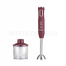 Блендер погружной WILLMARK WHB-1250PS (500Вт,рег.скор,турбо режим,Soft touch, измельчитель,бордовый)