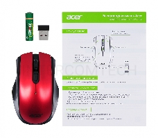 Мышь Acer OMR032 черный/красный оптическая (1600dpi) беспроводная USB (4but)