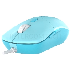Мышь проводная Dareu LM121 Blue (голубой), DPI 800/1600/2400/6400, подсветка RGB, размер 116x35x60мм, 1,8м