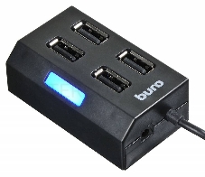 Разветвитель USB 2.0 Buro BU-HUB4-U2.0 4порт. черный