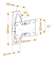 Кронштейн для телевизора Holder LCDS-5062 черный глянец 19-32 макс.30кг настенный поворот и наклон