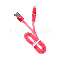 Кабель USB 2.0 Cablexpert CC-mAPUSB2pk1m, AM/microBM 5P - iPhone lightning, 1м, комбо кабель, алюминиевые разъемы, розовый, блистер