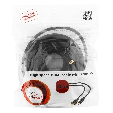 Кабель HDMI Gembird, 20м, v1.4, 19M/19M, черный, позол.раз., экран, пакет, CC-HDMI4-20M