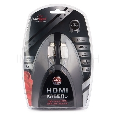 Кабель HDMI Cablexpert, серия Platinum, 1,8 м, v2.0, M/M, плоский, позол.разъемы, металлический корпус, нейлоновая оплетка, блистер