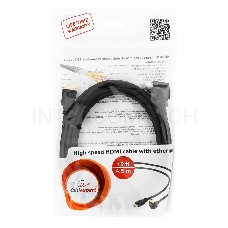 Кабель HDMI Gembird/Cablexpert CC-HDMI490-15, 4.5м, v1.4, 19M/19M, углов. разъем, черный, позол.разъемы, экран, пакет