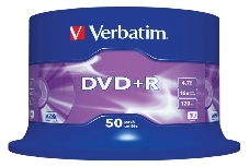 Диск DVD+R Verbatim 4.7Gb 16x Cake Box (50шт) (43550)