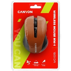 Мышь CANYON CNE-CMSW1O Orange USB {wireless mouse with 3 buttons, DPI changeable 800/1000/1200}