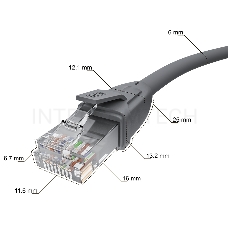 Патч-корд GCR прямой 0.3m UTP кат.6, серый, 24 AWG, ethernet high speed, RJ45, T568B, GCR-52541