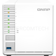 Сетевое хранилище SMB QNAP TS-364-4G NAS 3 HDD, 4-core Intel Celeron N5105/N5095 2.0 up to 2.9 GHz, 4 GB RAM (1x4 GB) up to 16 GB (2x8GB), 2.5 Gigabit Ethernet, 2xUSB 3.2 Gen 2 (10Gbps), 1xUSB 3.2 Gen 1, 2xM.2 PCIe Gen 3 x2 slots