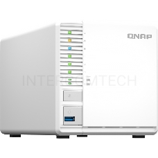 Сетевое хранилище SMB QNAP TS-364-4G NAS 3 HDD, 4-core Intel Celeron N5105/N5095 2.0 up to 2.9 GHz, 4 GB RAM (1x4 GB) up to 16 GB (2x8GB), 2.5 Gigabit Ethernet, 2xUSB 3.2 Gen 2 (10Gbps), 1xUSB 3.2 Gen 1, 2xM.2 PCIe Gen 3 x2 slots