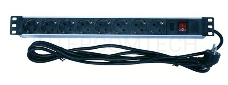 Блок розеток 19 (8шт)PDU с LED выкл.алюм.профиль 1U шнур 2м вилка DIN49440 (нем.станд.) | PH12-8D1 | ITK