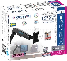 Кронштейн для мониторов Kromax OFFICE-8 black, для LCD/LED мониторов 15-32, нагрузка 2-8 кг, настольный, 6 ст свободы, VESA 100x100 мм