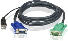 Кабель KVM ATEN 2L-5201U USB(тип А Male)+HDB15(Male) <->  SPHD15(Male) 1,2м., черный.