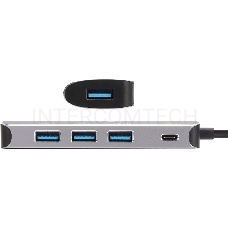 Адаптер концентратор USB 3.1 Type-A --> 4 USB3.0 Alum Shell HUB + PD , VCOM <CU4383A>