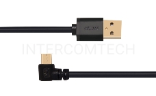 Кабель Greenconnect 0.75m USB 2.0, AM/microB 5pin угловой, черный, 28/28 AWG, экран, армированный, морозостойкий, GCR-UA8AMCB6-BB2S-0.75m