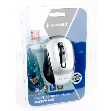 Мышь беспров. Gembird MUSW-420-4, 2.4ГГц, серебряный,soft touch, 4кн, 1600DPI, блистер