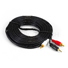 Кабель аудио ExeGate EX-CCA-458-10.0 (3.5mm Jack M/2xRCA M, 10м, позолоченные контакты)