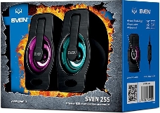 Колонки чёрные Sven 255 (2x3W, RGB подсветка, USB)