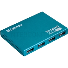 Разветвитель Defender  SEPTIMA SLIM USB2.0 - 7 портов, + блок питания DC 5В...2А, + кабель USB 2.0 A(M) - MiniB (M) - 1м  83505