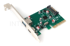 Контроллер USB  Gembird SPCR-02, в PCI, порты: 2 внешн. USB 3.0 Type-C