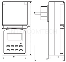 Розетка с таймером FERON 23206  (недельная) в защитном корпусе IP 44 3500W/16A 230V, 61926(TM23)