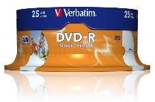 Диск DVD-R Verbatim 4.7Gb 16x Cake Box (25шт) Printable (43538)