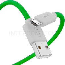 Кабель GCR QC 0.3m MicroUSB, быстрая зарядка, зеленый TPE, белые коннекторы, 28/22 AWG, GCR-53282