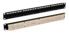 Патч-панель 19дюйм 1U RJ45 кат.5e 24 порта PP3-19-24-8P8C-C5E-110D черн. Hyperline 246095