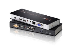 Переключатель ATEN CE770-(AT-G) Удлинитель, SVGA+KBD&MOUSE USB+AUDIO+RS232, 300 метр., 1xUTP Cat5e, SPHD15+HD-DB15+2xUSB A-тип+ 2xMINI JACK+DB9, Female, с KVM-шнуром USB 1.8м., Б.П. 220> 5.3V