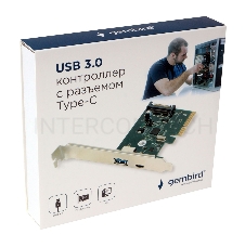 Контроллер USB  Gembird SPCR-02, в PCI, порты: 2 внешн. USB 3.0 Type-C