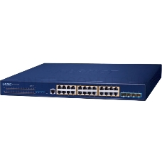 Коммутатор PLANET Layer 3 24-Port 10/100/1000T 802.3at PoE + 4-Port 10G SFP+ Stackable Managed Switch (370W PoE budget, Hardware stacking up to 8 units, hardware-based Layer 3 IPv4/IPv6 Routing and VRRP, supports ERPS Ring)