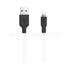 Кабель USB 2.0 hoco X21, силиконовая оплетка, AM/Lightning M, бело-черный, 1м