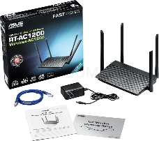 Маршрутизатор беспроводной Asus RT-AC1200 10/100BASE-TX черный (Dual Band)
