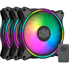 3 Кулера для корпуса 1 Ватт Cooler Master MASTERFAN MF120 HALO, 120mm, 4-Pin (PWM), ARGB, 3 pcs + ARGB Controller