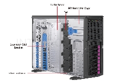 Серверный корпус 4U, ATX /E-ATX, Tower,8x3.5 hs +3x5.25 int + 1x3.5  SAS/SATA, 12Gbps Backplane (for 3.5 HDD) including Rear Fan Module Kit*2, and converter cables for GPU AOC PWR ; 2000W CPRS(1+1) (power cord not included)