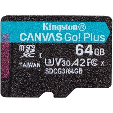 Флеш карта  Kingston 64GB microSDXC Canvas Go Plus 170R A2 U3 V30 Single Pack w/o ADP EAN: 740617301175