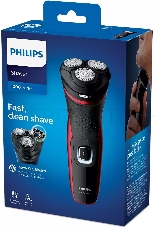 Бритва роторная Philips S1333/41 питан.:элек.сеть/аккум. черный/красный