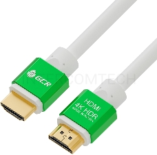 Кабель Greenconnect 3.0m HDMI версия 2.0, HDR 4:2:2, Ultra HD, 4K 60 fps 60Hz/5K*30Hz, 3D, AUDIO, 18.0 Гбит/с, 28/28 AWG, OD7.3mm, тройной экран, белый, AL корпус зеленый, GCR-51293 Greenconnect Кабель 3.0m HDMI версия 2.0, HDR 4:2:2, Ultra HD, 4K 60 fps 