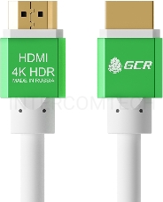 Кабель Greenconnect 3.0m HDMI версия 2.0, HDR 4:2:2, Ultra HD, 4K 60 fps 60Hz/5K*30Hz, 3D, AUDIO, 18.0 Гбит/с, 28/28 AWG, OD7.3mm, тройной экран, белый, AL корпус зеленый, GCR-51293 Greenconnect Кабель 3.0m HDMI версия 2.0, HDR 4:2:2, Ultra HD, 4K 60 fps