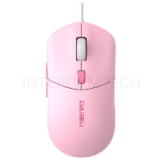 Мышь проводная Dareu LM121 Pink (розовый), DPI 800/1600/2400/6400, подсветка RGB, размер 116x35x60мм, 1,8м
